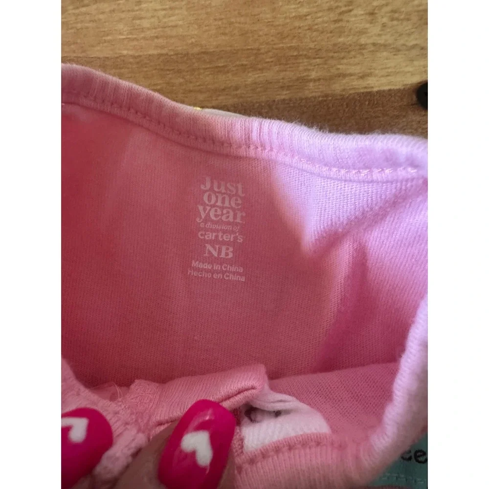 Mud‎ Pie Just One Year Carter's Baby Girl Pink Star Gown Footie Set 0 3 Months